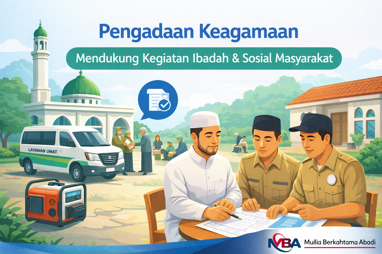 Ilustrasi pengadaan keagamaan untuk mendukung kegiatan ibadah dan sosial masyarakat
