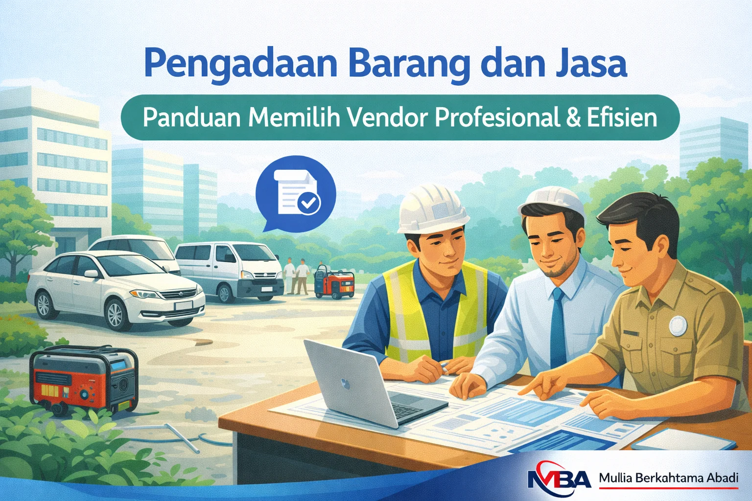 Ilustrasi proses pengadaan barang dan jasa antara instansi dan vendor profesional