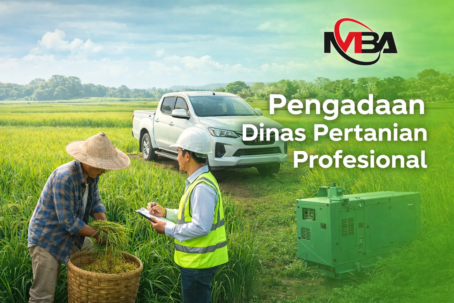 Pengadaan dinas pertanian dengan dukungan kendaraan operasional, petani di lapangan, dan genset untuk menunjang kegiatan pertanian