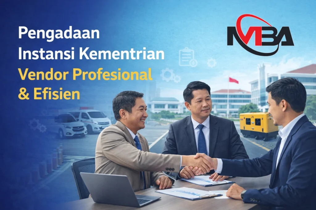 Ilustrasi pengadaan instansi kementrian dengan vendor terpercaya Mulia Berkahtama Abadi untuk kendaraan dinas, genset, dan kebutuhan operasional pemerintah