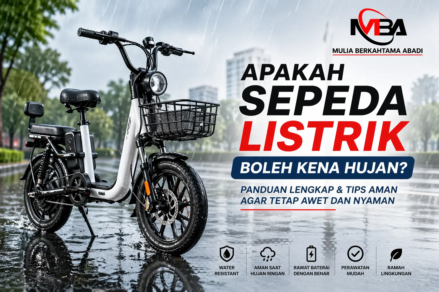 Apakah sepeda listrik boleh kena hujan saat digunakan di kondisi hujan ringan dengan aman
