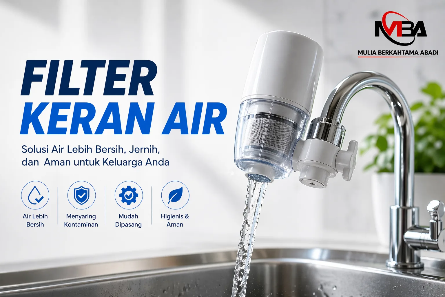 Filter keran air pada ujung keran untuk menyaring air agar lebih bersih dan jernih
