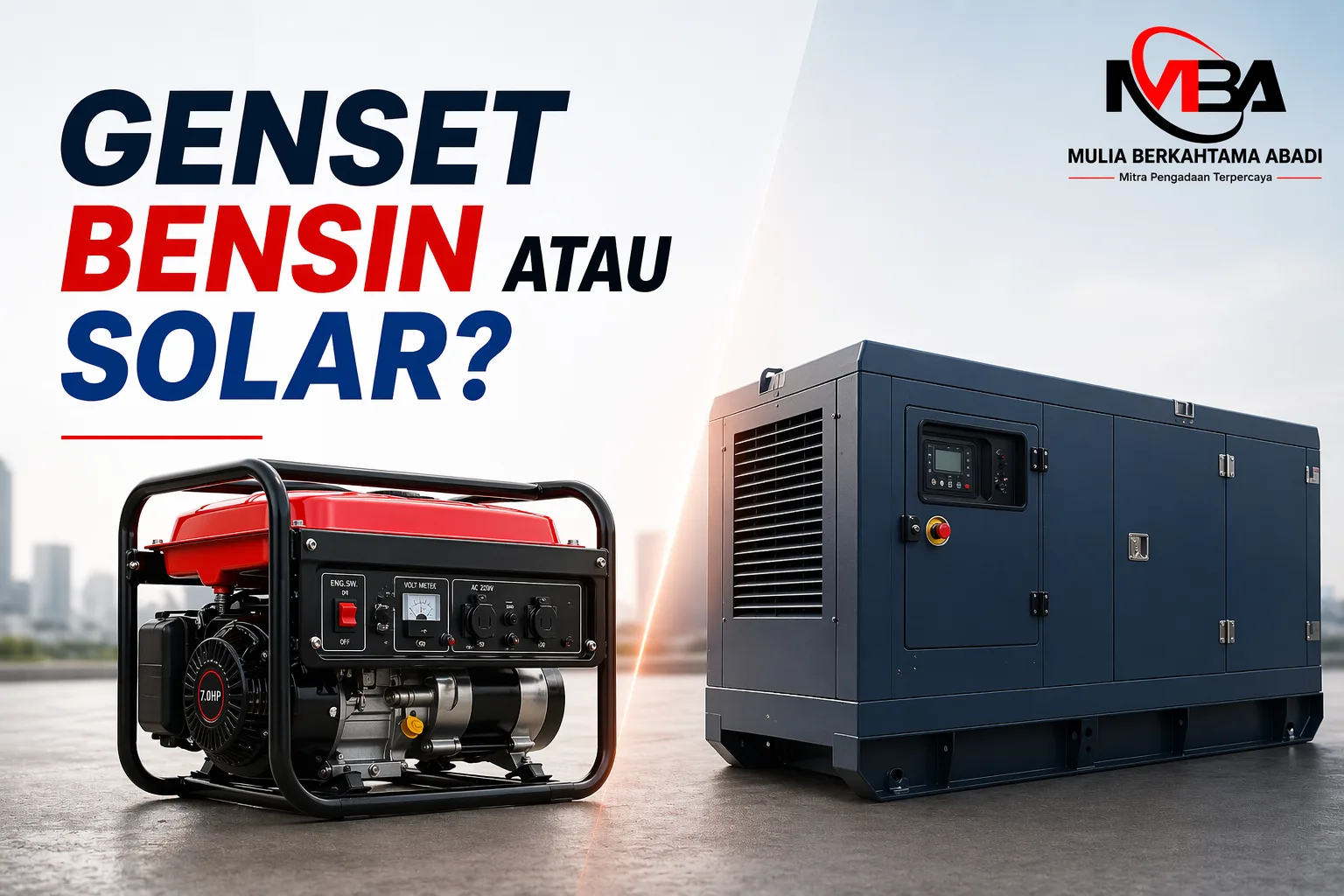 Perbandingan genset bensin atau solar untuk kebutuhan listrik cadangan instansi dan proyek