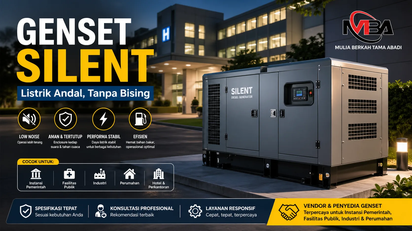 Genset silent sebagai solusi listrik cadangan tanpa bising untuk rumah dan kantor
