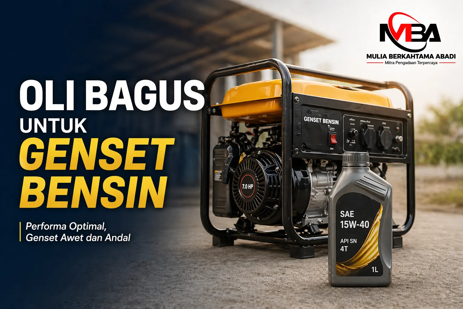 Ilustrasi oli yang bagus untuk genset bensin untuk perawatan mesin dan operasional listrik cadangan