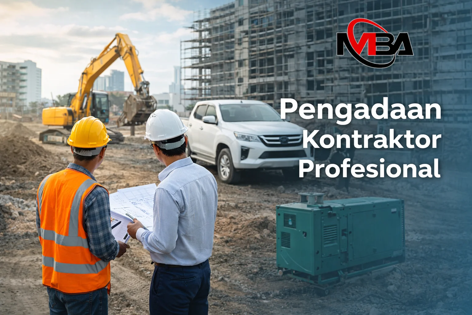 Pengadaan kontraktor profesional untuk proyek konstruksi dengan pekerja lapangan, alat berat, dan kendaraan operasional