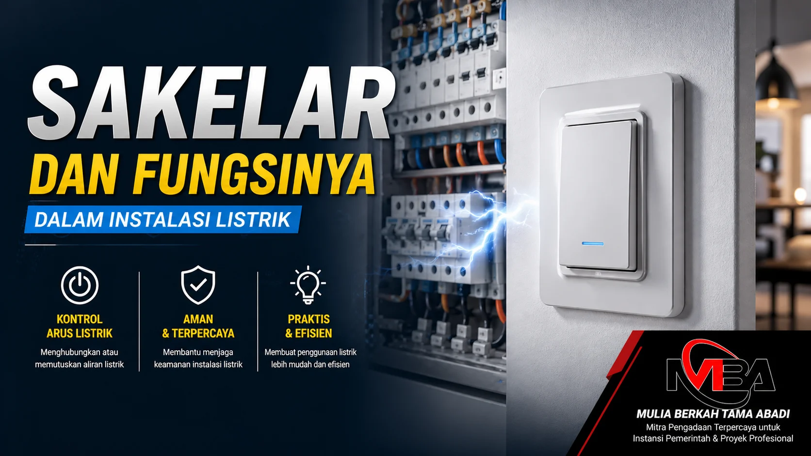 Sakelar listrik modern untuk instalasi listrik rumah dan industri