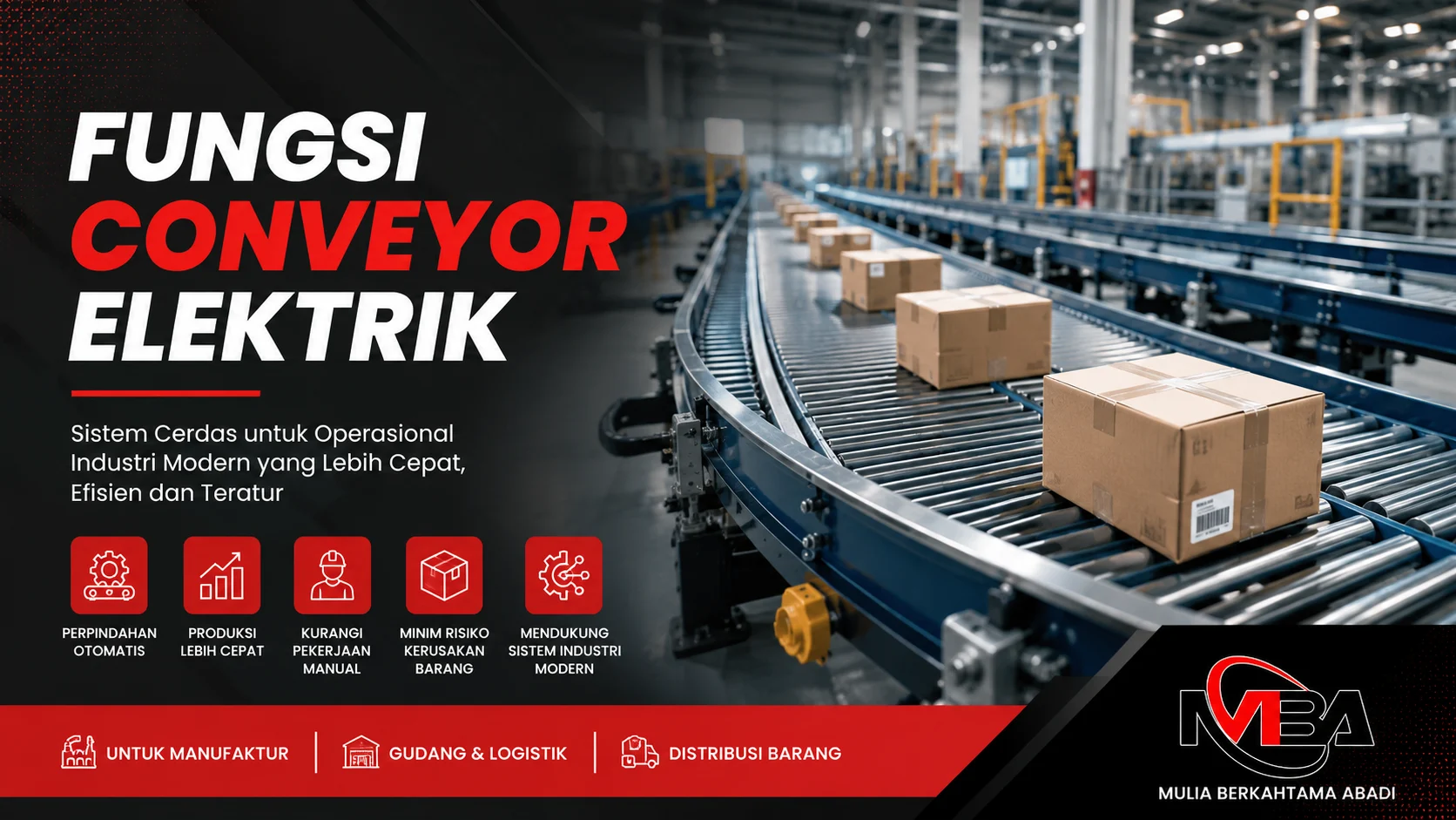 Fungsi conveyor elektrik untuk industri modern dan distribusi barang