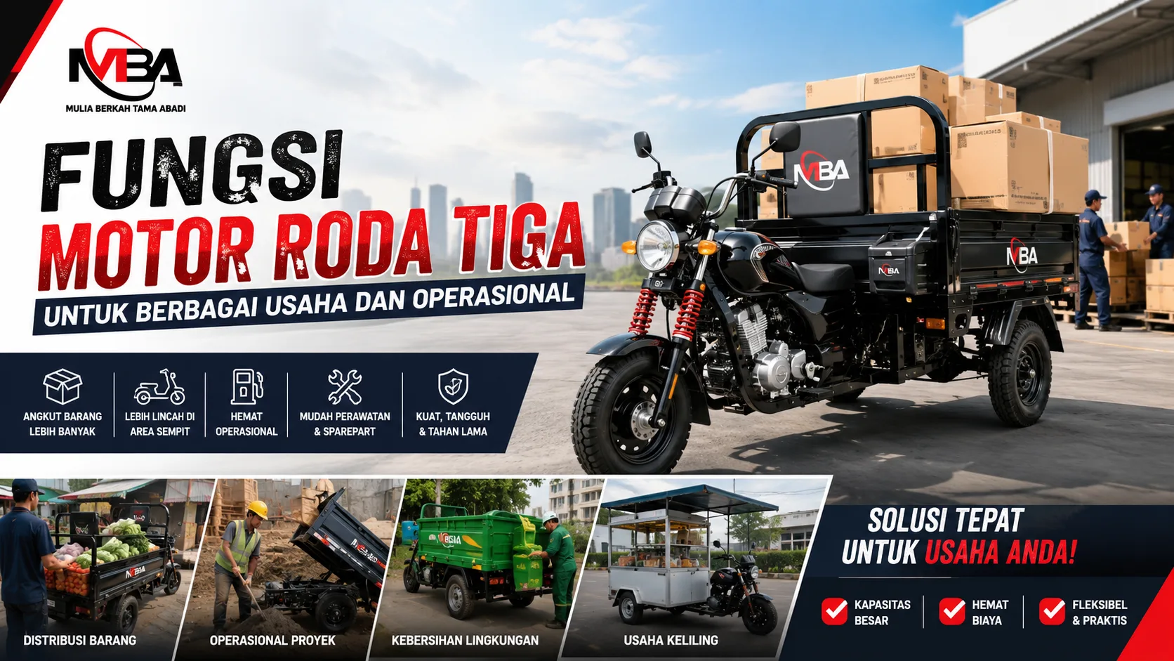 Fungsi motor roda tiga untuk usaha dan operasional distribusi barang