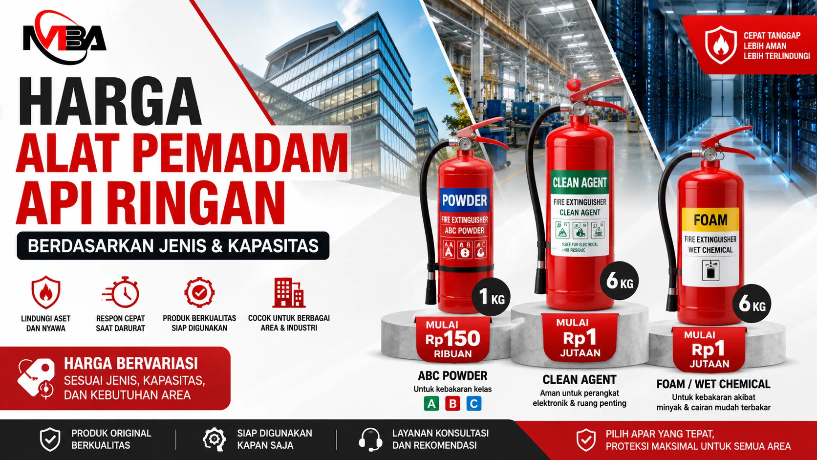 Harga alat pemadam api ringan berdasarkan jenis dan kapasitas