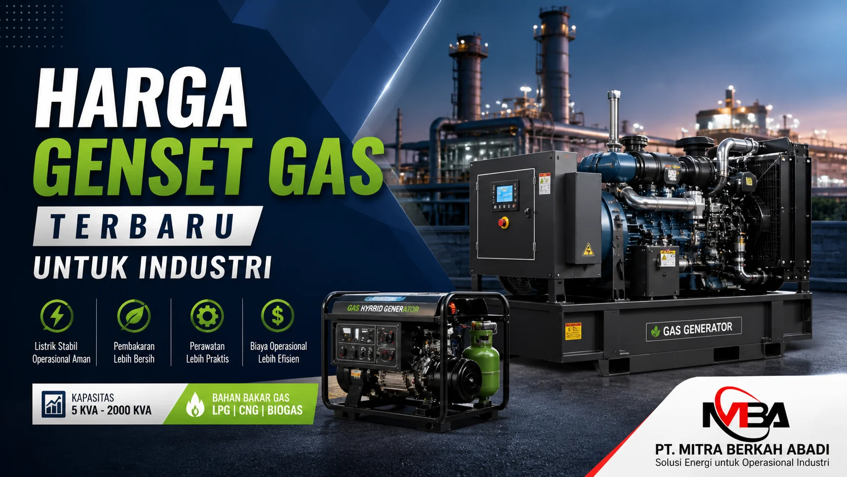 Harga genset gas terbaru untuk kebutuhan industri
