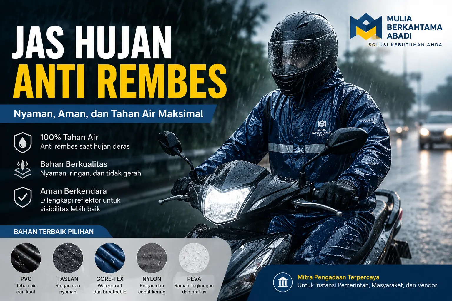 Jas hujan anti rembes untuk berkendara saat hujan