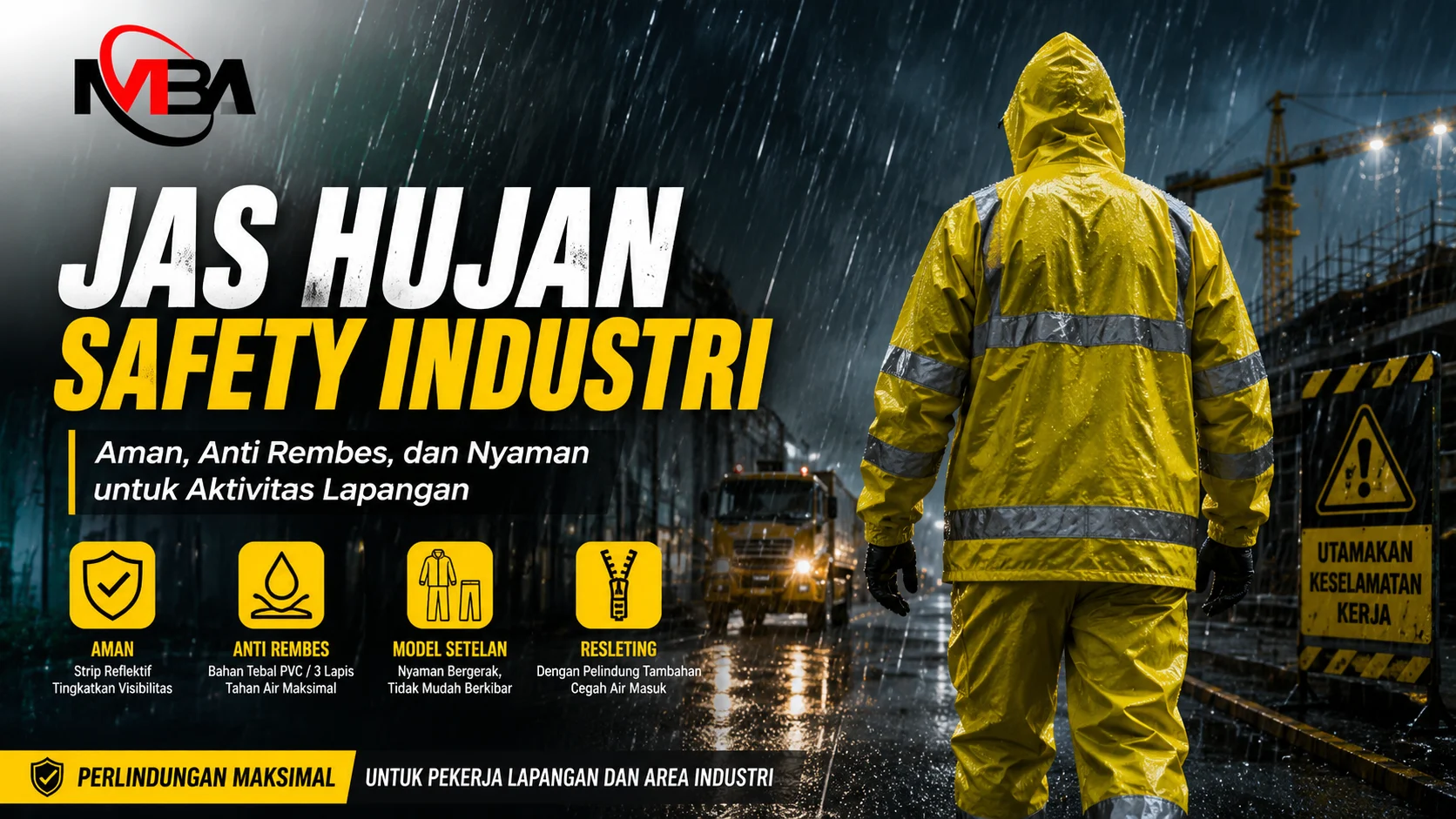 Jas hujan safety industri untuk aktivitas lapangan