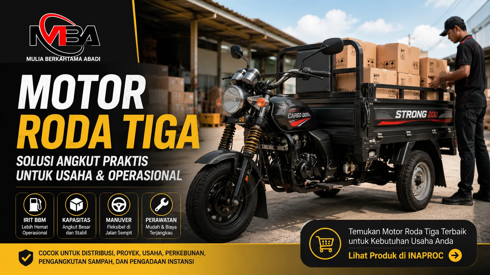Motor roda tiga untuk kebutuhan usaha dan operasional distribusi barang