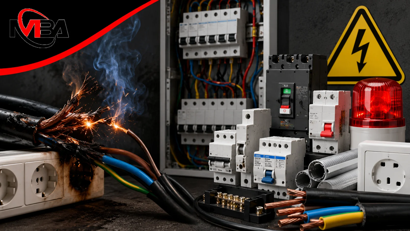 Kabel rusak dan perangkat proteksi listrik untuk mencegah korsleting