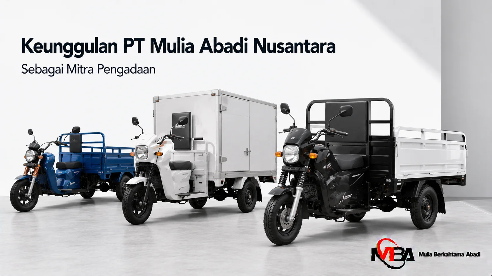 Kendaraan roda tiga niaga ditampilkan secara realistis sebagai ilustrasi solusi pengadaan armada operasional untuk kebutuhan distribusi instansi pemerintah.