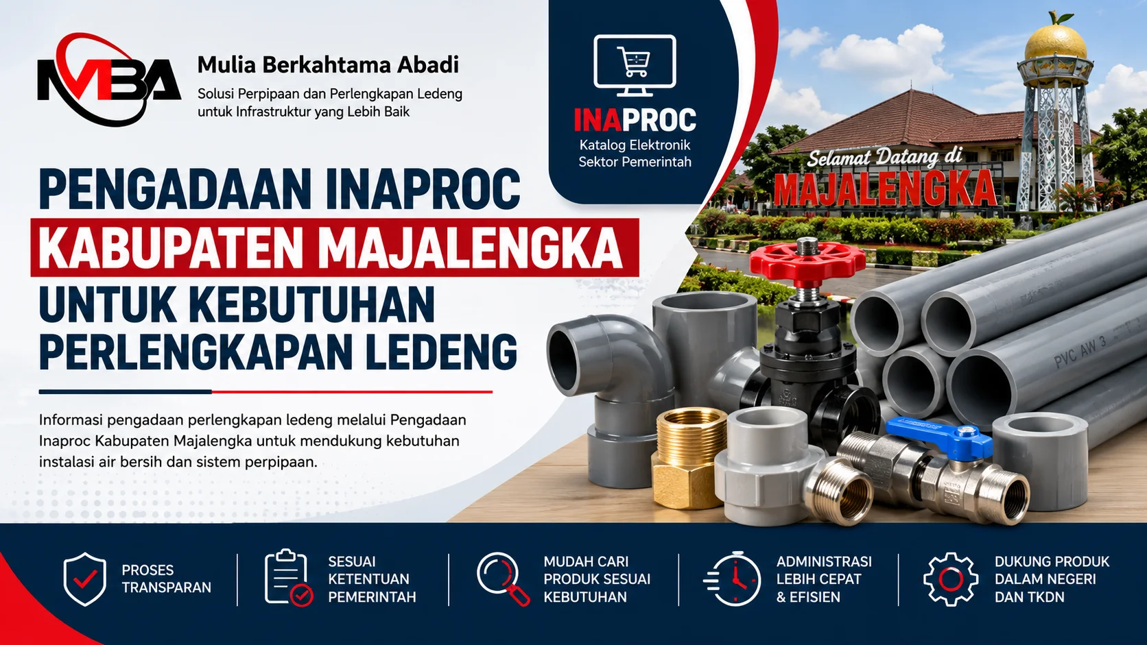 Ilustrasi gambar Pengadaan Inaproc Kabupaten Majalengka untuk kebutuhan perlengkapan ledeng melalui katalog elektronik pemerintah