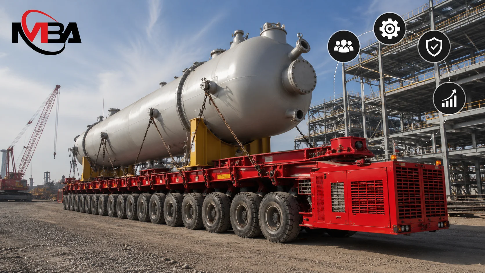 Module transporter heavy-duty untuk mendukung pengangkutan peralatan industri dan struktur besar dengan kapasitas tinggi pada proyek migas dan konstruksi.