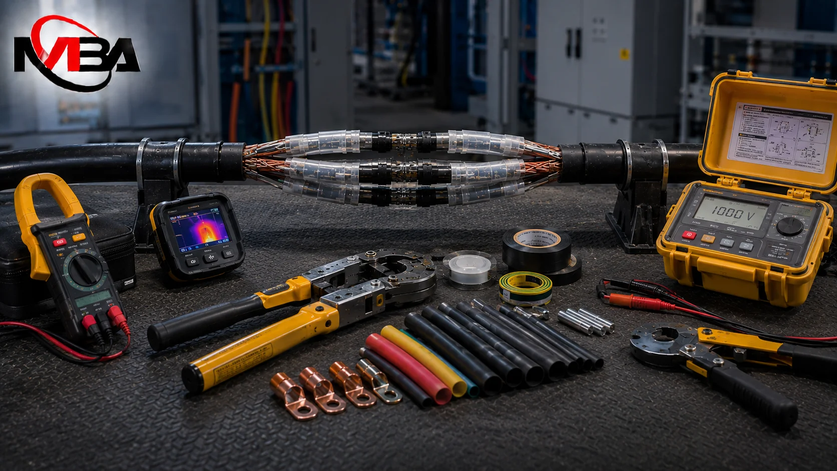 Peralatan cable splicer profesional dan sambungan kabel presisi yang digunakan untuk menghasilkan instalasi jaringan listrik yang aman, stabil, dan berkualitas.
