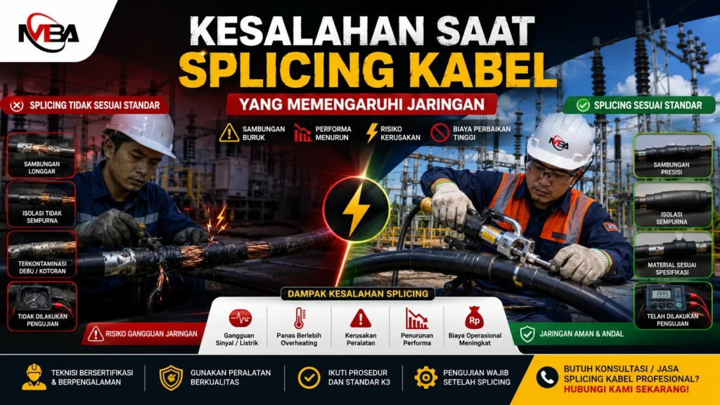 Kesalahan Saat Splicing Kabel yang memengaruhi kualitas jaringan akibat sambungan tidak sesuai standar