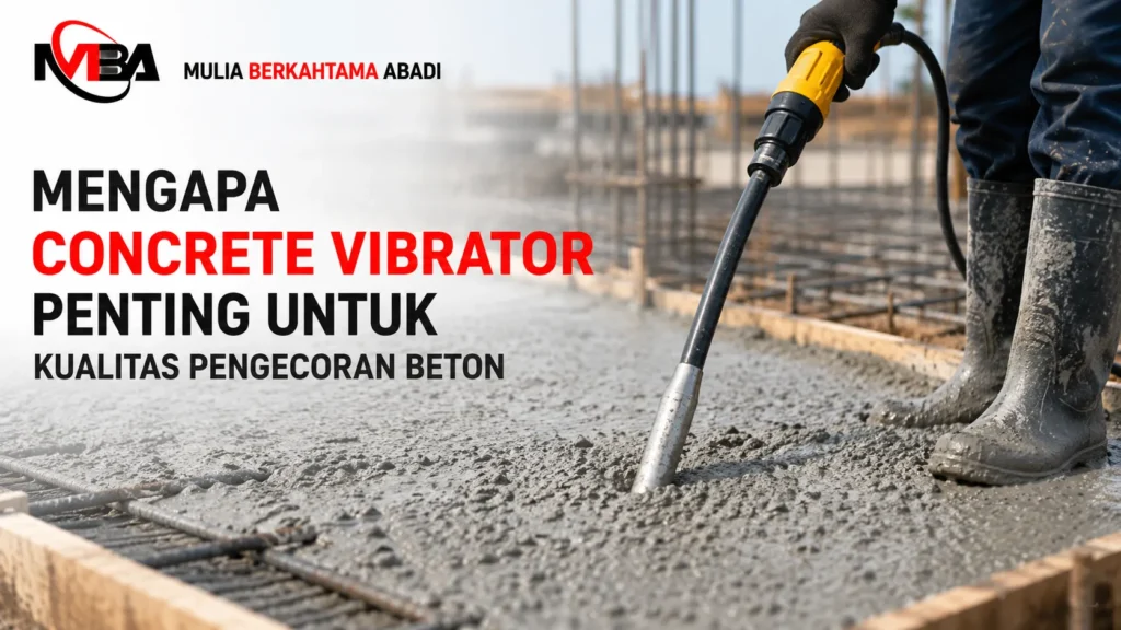 Penggunaan alat concrete vibrator Mulia Berkahtama Abadi untuk memadatkan adonan semen cor Penyedia Concrete Vibrator