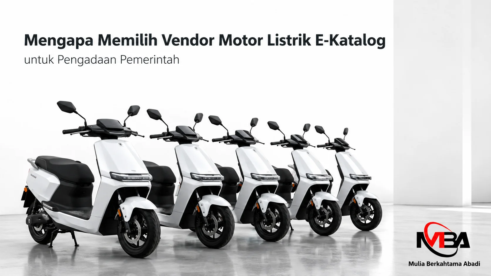 Deretan motor listrik modern berwarna putih untuk kebutuhan operasional instansi pemerintah melalui E-Katalog.