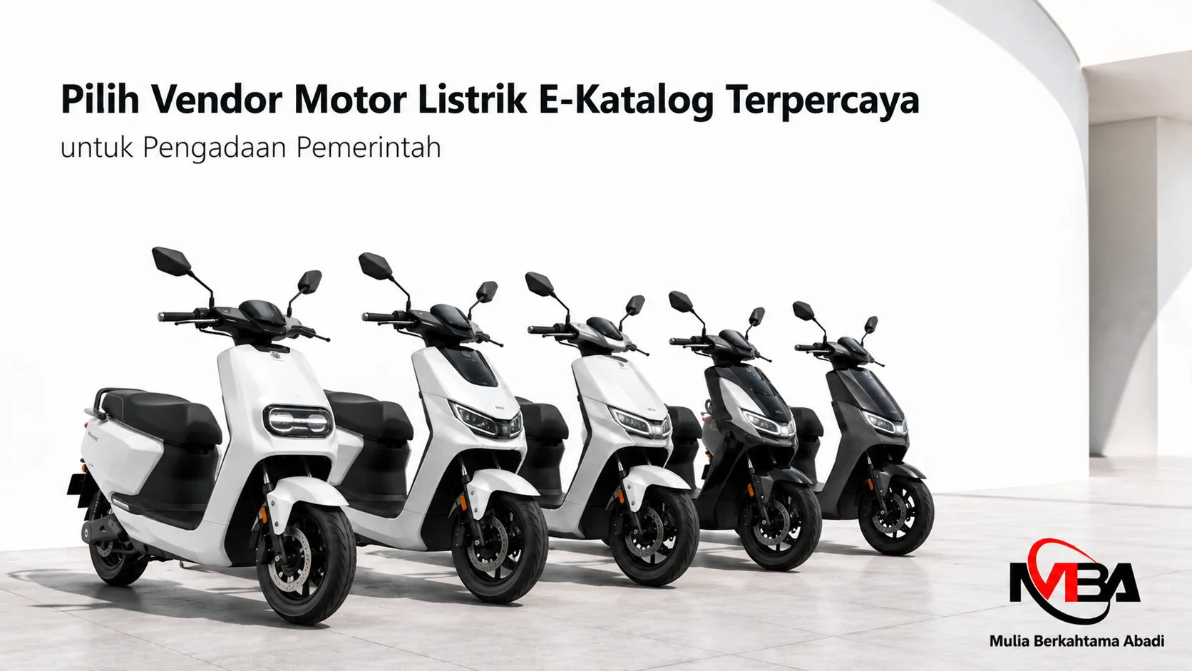 Motor listrik modern berjajar sebagai kendaraan operasional untuk mendukung pengadaan pemerintah melalui E-Katalog.