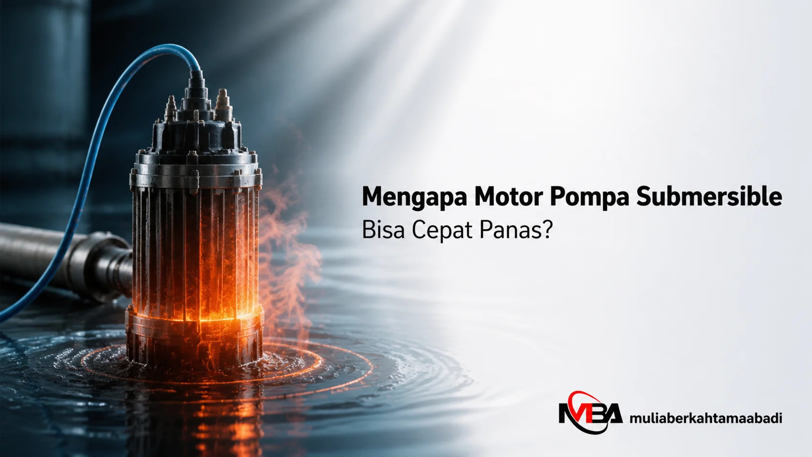 Motor pompa submersible mengalami panas berlebih saat beroperasi di dalam air yang menunjukkan potensi masalah pada sistem pendinginan, beban kerja, atau kondisi komponen pompa.