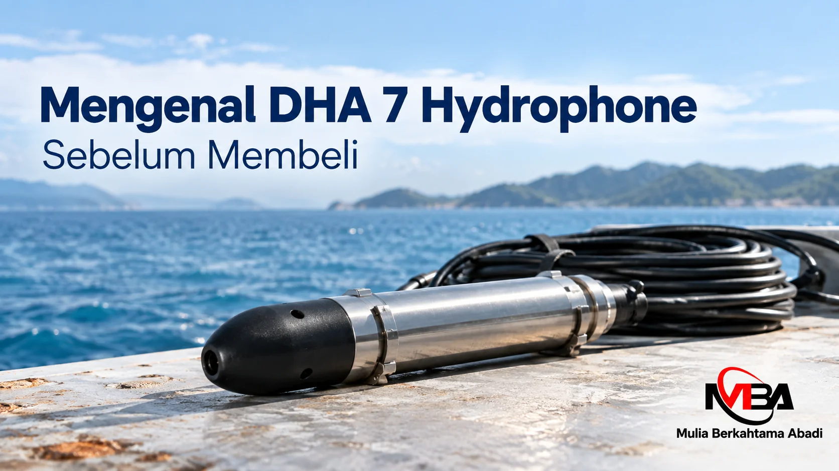 DHA 7 Hydrophone untuk kebutuhan survei akustik bawah laut dengan desain sensor dan kabel marine-grade.