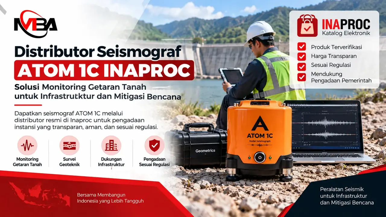 Distributor seismograf ATOM 1C INAPROC untuk monitoring getaran tanah dan kebutuhan survei geoteknik instansi pemerintah.